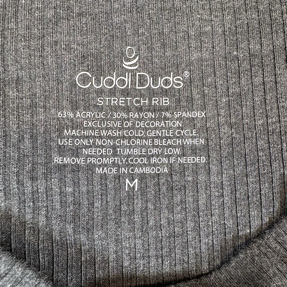 Cuddl Duds Stretch Rib Long Sleeve Henley Women's Medium Gray Warm Layer NWT - Picture 7 of 8